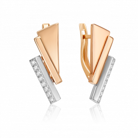 Серьги из комбинированного золота Platina 02-5121-00-401-1111 с фианитом 02-5121-00-401-1111 фото