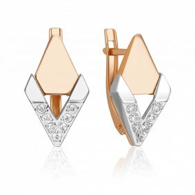 Серьги из комбинированного золота Platina 02-5135-00-401-1111 с фианитом 02-5135-00-401-1111 фото