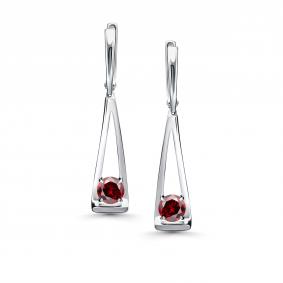 Серебряные серьги АЛЬКОР 02-5151/00ГР-00 с гранатом 02-5151/00ГР-00 фото