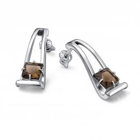 Серебряные серьги АЛЬКОР 02-5153/00РТ-00 с раухтопазом 02-5153/00РТ-00 фото