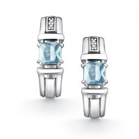Серебряные серьги АЛЬКОР 02-5158/00ТБ-00 с топазом и фианитом 02-5158/00ТБ-00 фото