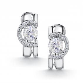 Серебряные серьги АЛЬКОР 02-5159/00ГХ-00 с фианитом и горным хрусталём 02-5159/00ГХ-00 фото