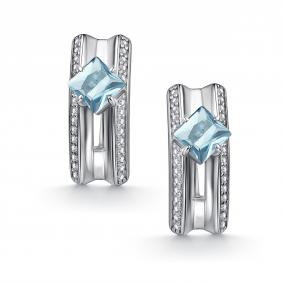 Серебряные серьги АЛЬКОР 02-5169/00ТБ-00 с топазом и фианитом 02-5169/00ТБ-00 фото