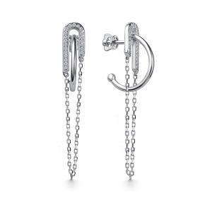 Серебряные серьги АЛЬКОР 02-5176/00КЦ-00 с фианитом 02-5176/00КЦ-00 фото