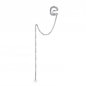 Одиночная серьга из серебра АЛЬКОР с фианитом 02-5181/00КЦ-00 02-5181/00КЦ-00 фото