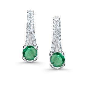 Серебряные серьги АЛЬКОР 02-5183/000И-00 с фианитом и изумрудом 02-5183/000И-00 фото