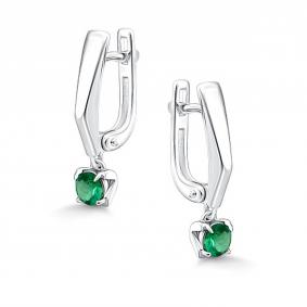 Серебряные серьги АЛЬКОР 02-5184/000И-00 с изумрудом 02-5184/000И-00 фото