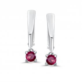 Серебряные серьги АЛЬКОР 02-5184/000Р-00 с рубином 02-5184/000Р-00 фото