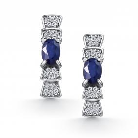 Серебряные серьги АЛЬКОР 02-5186/000С-00 с фианитом и сапфиром 02-5186/000С-00 фото