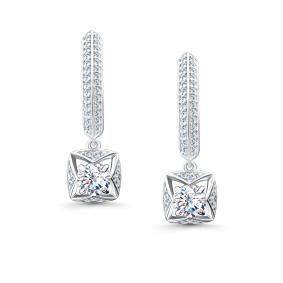 Серебряные серьги АЛЬКОР 02-5189/000М-00 с фианитом и муассанитом 02-5189/000М-00 фото