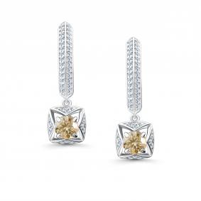 Серебряные серьги АЛЬКОР 02-5189/001М-00 с фианитом и муассанитом 02-5189/001М-00 фото