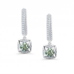Серебряные серьги АЛЬКОР 02-5189/002М-00 с фианитом и муассанитом 02-5189/002М-00 фото
