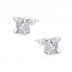 Серебряные серьги АЛЬКОР 02-5190/000М-00 с фианитом и муассанитом 02-5190/000М-00 фото