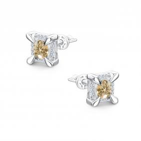 Серебряные серьги АЛЬКОР 02-5190/001М-00 с фианитом и муассанитом 02-5190/001М-00 фото