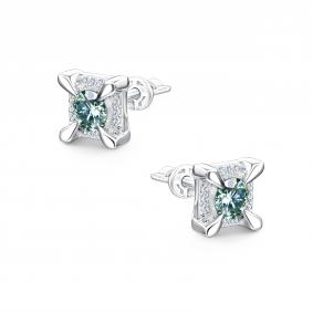 Серебряные серьги АЛЬКОР 02-5190/002М-00 с фианитом и муассанитом 02-5190/002М-00 фото