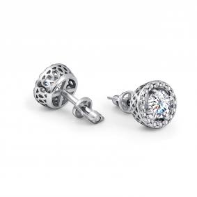 Серебряные серьги АЛЬКОР 02-5192/000М-00 с фианитом и муассанитом 02-5192/000М-00 фото