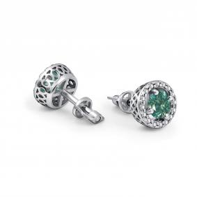 Серебряные серьги АЛЬКОР 02-5192/002М-00 с фианитом и муассанитом 02-5192/002М-00 фото