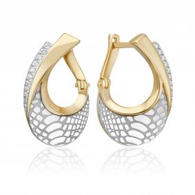 Серьги из комбинированного золота Platina 02-5198-00-401-1121 с фианитом 02-5198-00-401-1121 фото