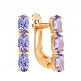 Золотые серьги Золотые узоры 02-52-0255-5-11 с танзанитом 02-52-0255-5-11 фото