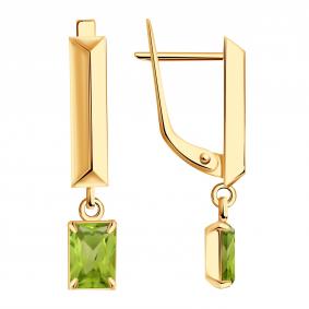 Золотые серьги Золотые узоры 02-52-0452-05 с хризолитом 02-52-0452-05 фото