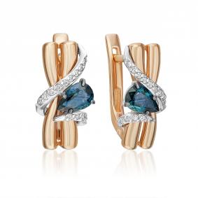 Серьги из комбинированного золота Platina 02-5212-00-105-1111 с бриллиантом и сапфиром 02-5212-00-105-1111 фото