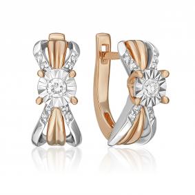 Серьги из комбинированного золота Platina 02-5213-00-101-1111 с бриллиантом 02-5213-00-101-1111 фото