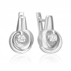 Серьги из белого золота Platina 02-5215-00-101-1120 с бриллиантом 02-5215-00-101-1120 фото
