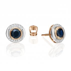 Серьги из комбинированного золота Platina 02-5230-00-105-1111 с бриллиантом и сапфиром 02-5230-00-105-1111 фото