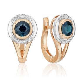 Серьги из комбинированного золота Platina 02-5232-00-105-1111 с бриллиантом и сапфиром 02-5232-00-105-1111 фото