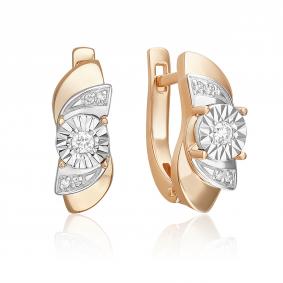 Серьги из комбинированного золота Platina 02-5233-00-101-1111 с бриллиантом 02-5233-00-101-1111 фото