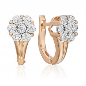 Серьги из комбинированного золота Platina 02-5234-00-101-1111 с бриллиантом 02-5234-00-101-1111 фото