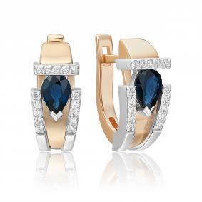 Серьги из комбинированного золота Platina 02-5244-00-105-1111 с бриллиантом и сапфиром 02-5244-00-105-1111 фото
