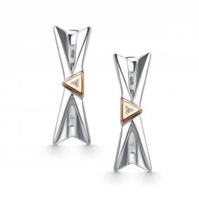 Серебряные серьги АЛЬКОР с золотой накладкой и бриллиантом 02-5244/000Б-00 02-5244/000Б-00 фото