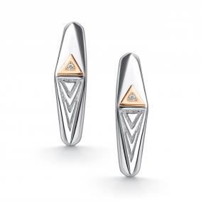 Серебряные серьги АЛЬКОР с золотой накладкой и бриллиантом 02-5245/000Б-00 02-5245/000Б-00 фото