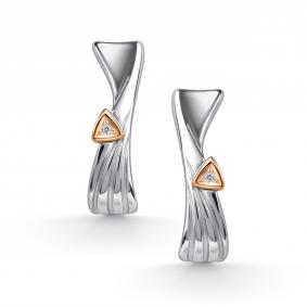 Серебряные серьги АЛЬКОР с золотой накладкой и бриллиантом 02-5247/000Б-00 02-5247/000Б-00 фото