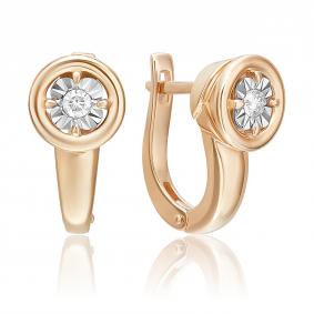 Серьги из комбинированного золота Platina 02-5248-00-101-1111 с бриллиантом 02-5248-00-101-1111 фото