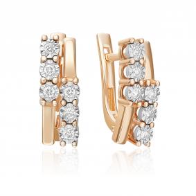 Серьги из комбинированного золота Platina 02-5273-00-101-1111 с бриллиантом 02-5273-00-101-1111 фото