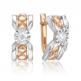 Серьги из комбинированного золота Platina 02-5274-00-101-1111 с бриллиантом 02-5274-00-101-1111 фото