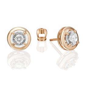 Серьги из комбинированного золота Platina 02-5275-00-101-1111 с бриллиантом 02-5275-00-101-1111 фото