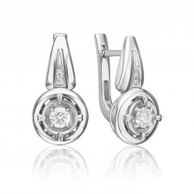Серьги из белого золота Platina 02-5276-00-101-1120 с бриллиантом 02-5276-00-101-1120 фото