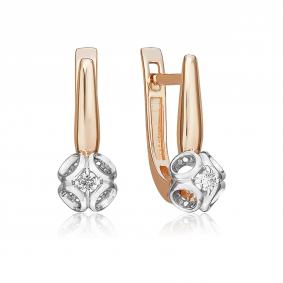 Серьги из комбинированного золота Platina 02-5332-00-101-1111 с бриллиантом 02-5332-00-101-1111 фото