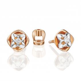 Серьги из комбинированного золота Platina 02-5344-00-101-1111 с бриллиантом 02-5344-00-101-1111 фото