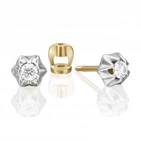 Серьги из комбинированного золота Platina 02-5352-00-101-1121 с бриллиантом 02-5352-00-101-1121 фото