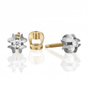 Серьги из комбинированного золота Platina 02-5353-00-101-1121 с бриллиантом 02-5353-00-101-1121 фото