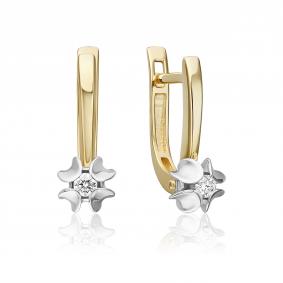 Серьги из комбинированного золота Platina 02-5354-00-101-1121 с бриллиантом 02-5354-00-101-1121 фото
