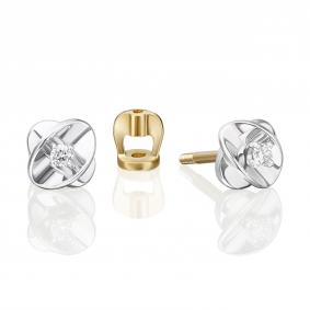 Серьги из комбинированного золота Platina 02-5356-00-101-1121 с бриллиантом 02-5356-00-101-1121 фото