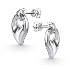 Серебряные серьги АЛЬКОР 02-5359/000Б-00 с бриллиантом 02-5359/000Б-00 фото
