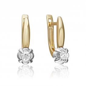 Серьги из комбинированного золота Platina 02-5360-00-101-1121 с бриллиантом 02-5360-00-101-1121 фото
