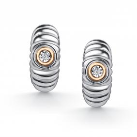 Серебряные серьги АЛЬКОР с золотой накладкой и бриллиантом 02-5364/000Б-00 02-5364/000Б-00 фото