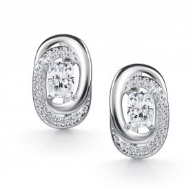Серебряные серьги АЛЬКОР 02-5386/00ГХ-00 с фианитом и горным хрусталём 02-5386/00ГХ-00 фото